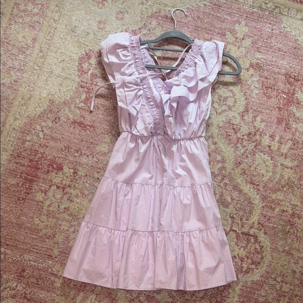 Altar'd State Pink Ruffled Sundress with Asymmetrical Neckline
